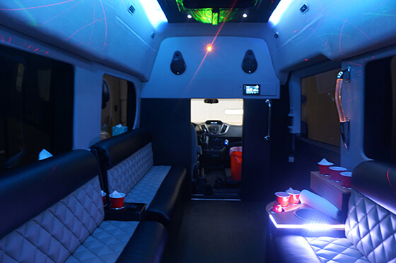 limo van with plush leather seats