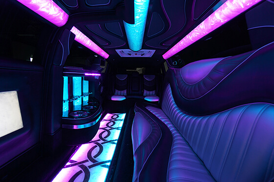 Color-changing lights inside the limousine
