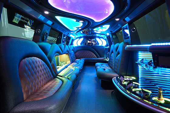 wet bar inside limo