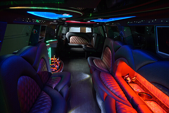 limo interior with party lights 