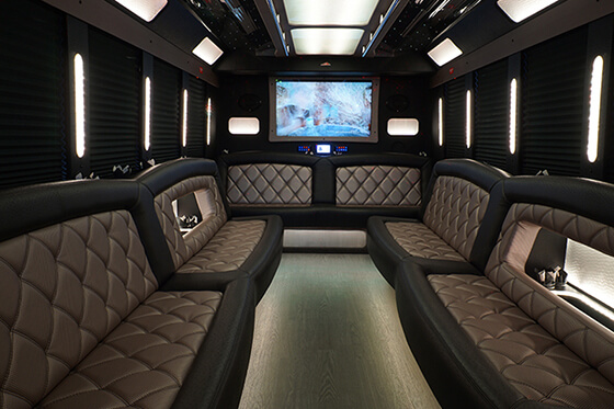 party bus with elegant leather seating surfaces